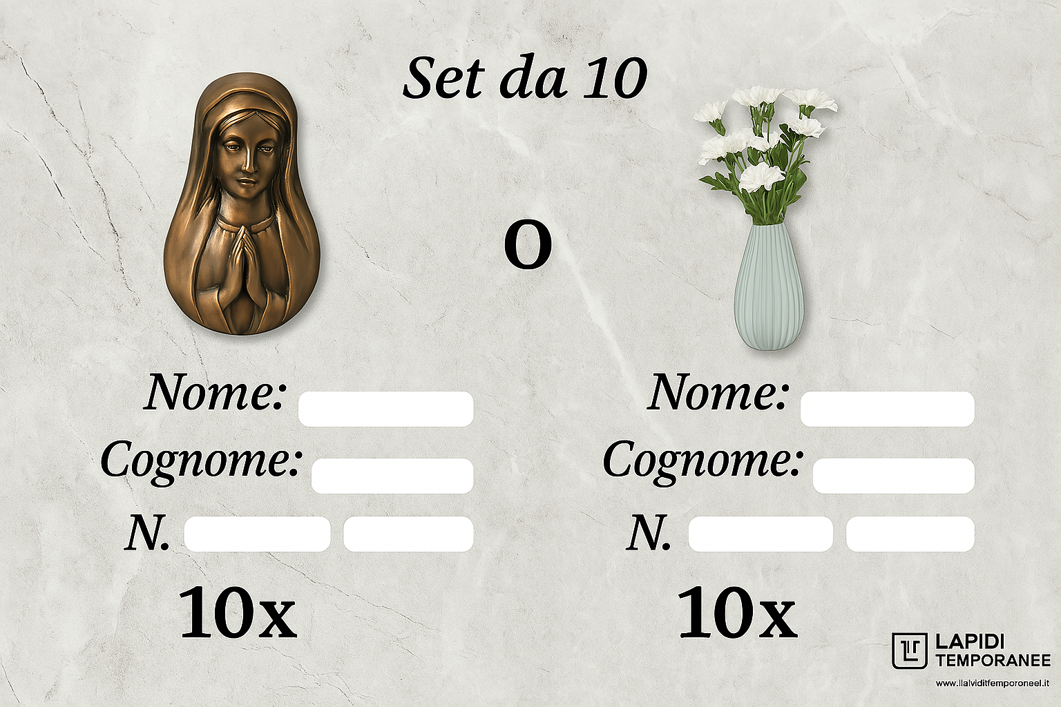 Set Da 10 o da 20 Lapidi Laiche o Neutre